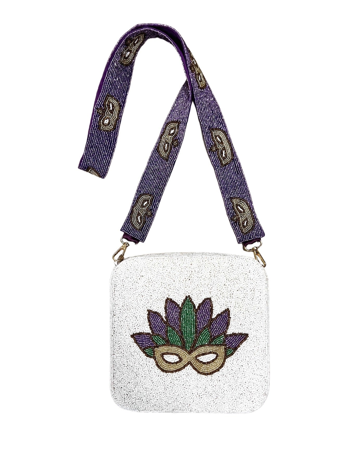 Mardi Gras Mask Beaded Purse