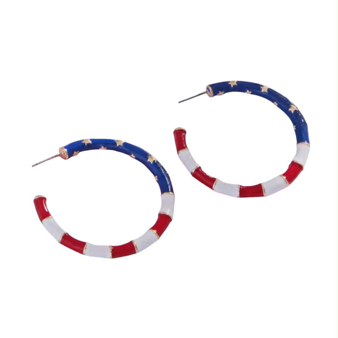 Patriotic Open Hoop Earrings