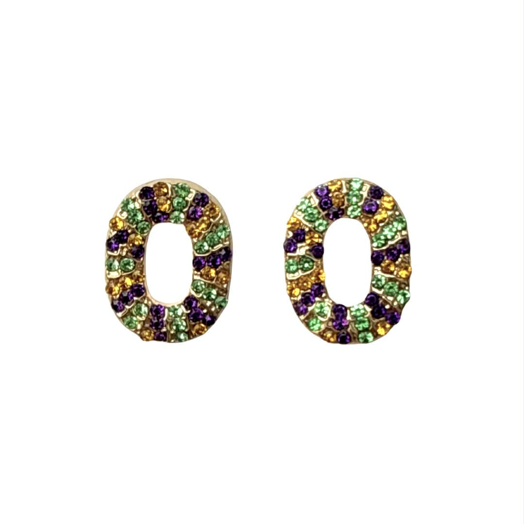 Rhinestone King Cake Stud Earrings