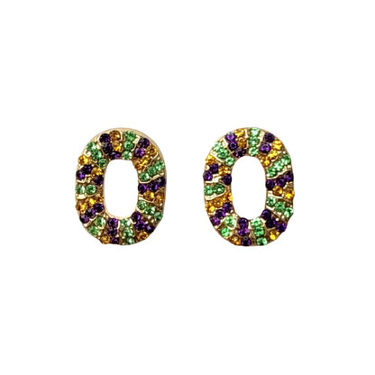 Rhinestone King Cake Stud Earrings
