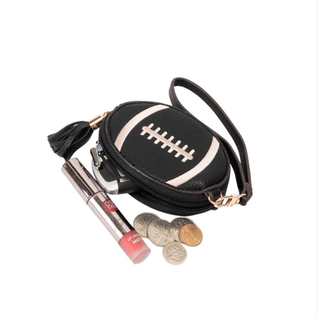 Football Coin Purse, Black & Gold