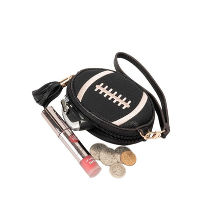 Football Coin Purse, Black & Gold