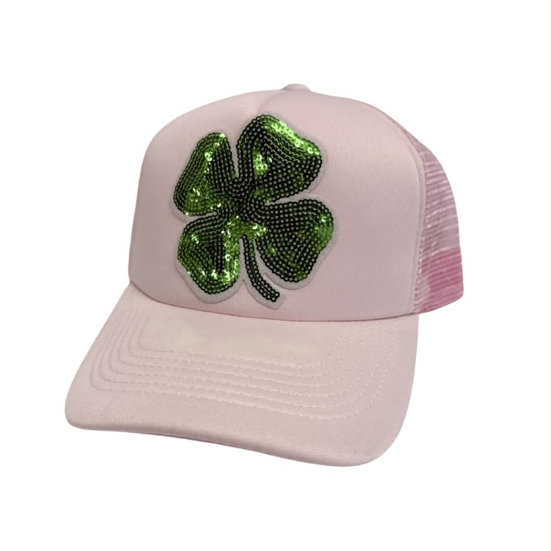 Sequin Clover Trucker Hat