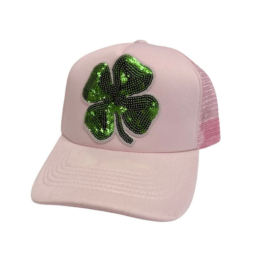 Sequin Clover Trucker Hat