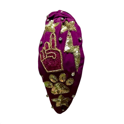 Game Day Sequin Headband, Purple & Gold