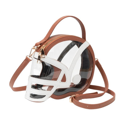 Helmet Clear Purse, Brown & White