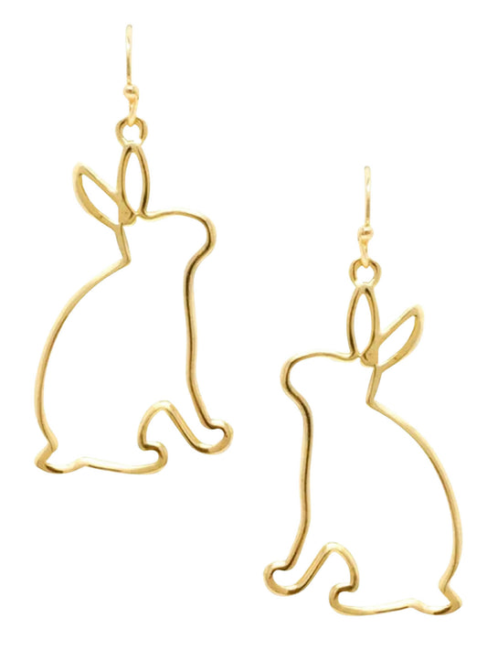 Gold Bunny Outline Earrings