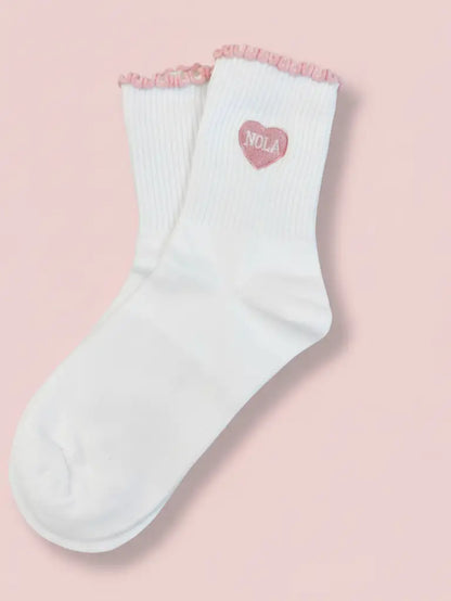 NOLA Heart Ruffle Socks