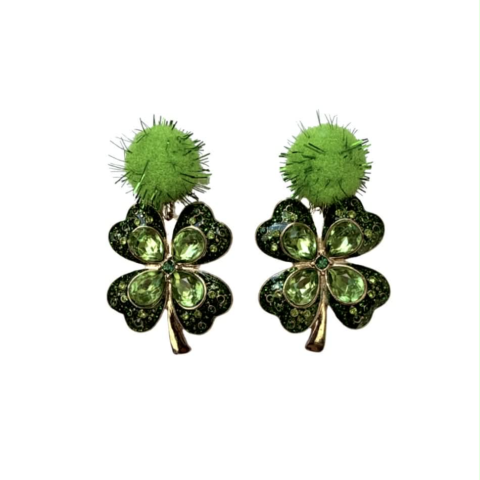 Shamrock Pom Earrings