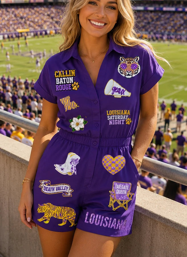 Purple & Gold Game Day Romper