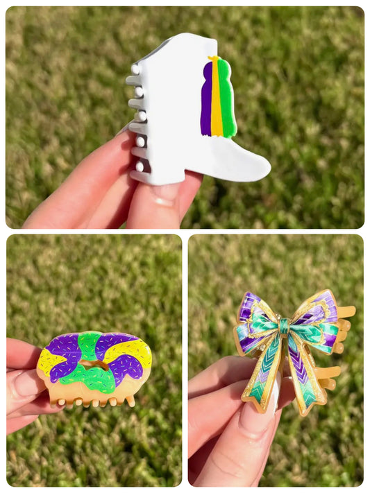 Mardi Gras Mini Claw Clip