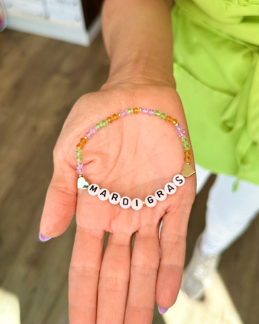 Mardi Gras Hearts Bracelet
