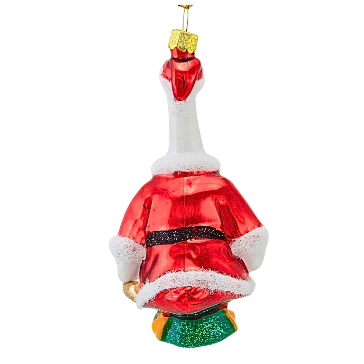 Porch Goose Santa Ornament