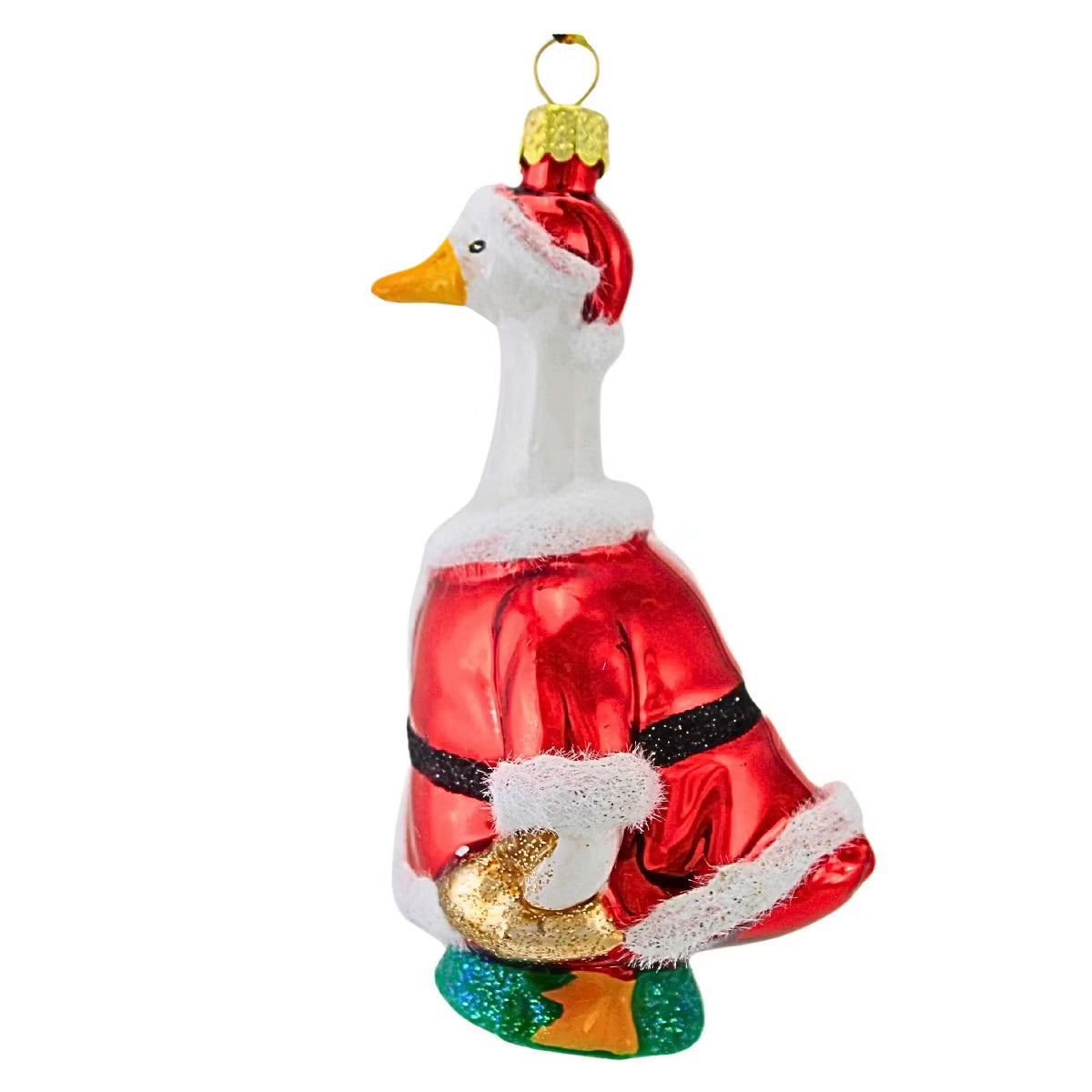 Porch Goose Santa Ornament