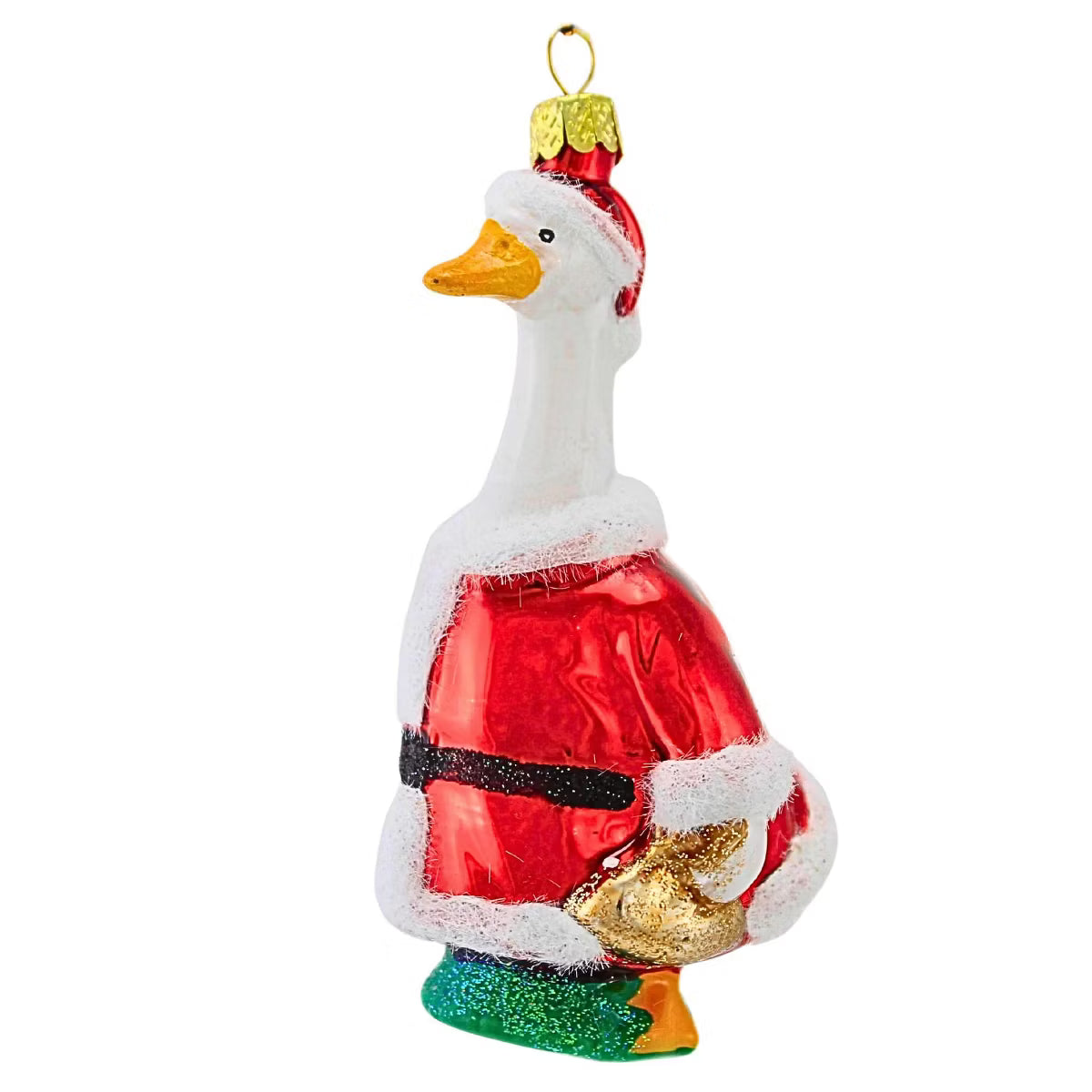 Porch Goose Santa Ornament