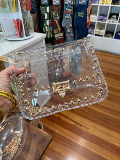 Gold Studded Clear Bag