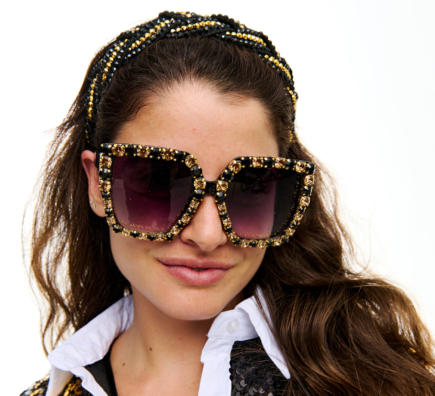 Black & Gold Gem Sunglasses