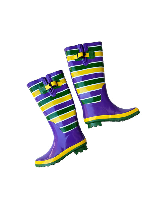 Mardi Gras Stripe Rain Boots