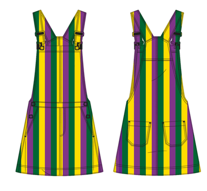 Mardi Gras Striped Overall Dress