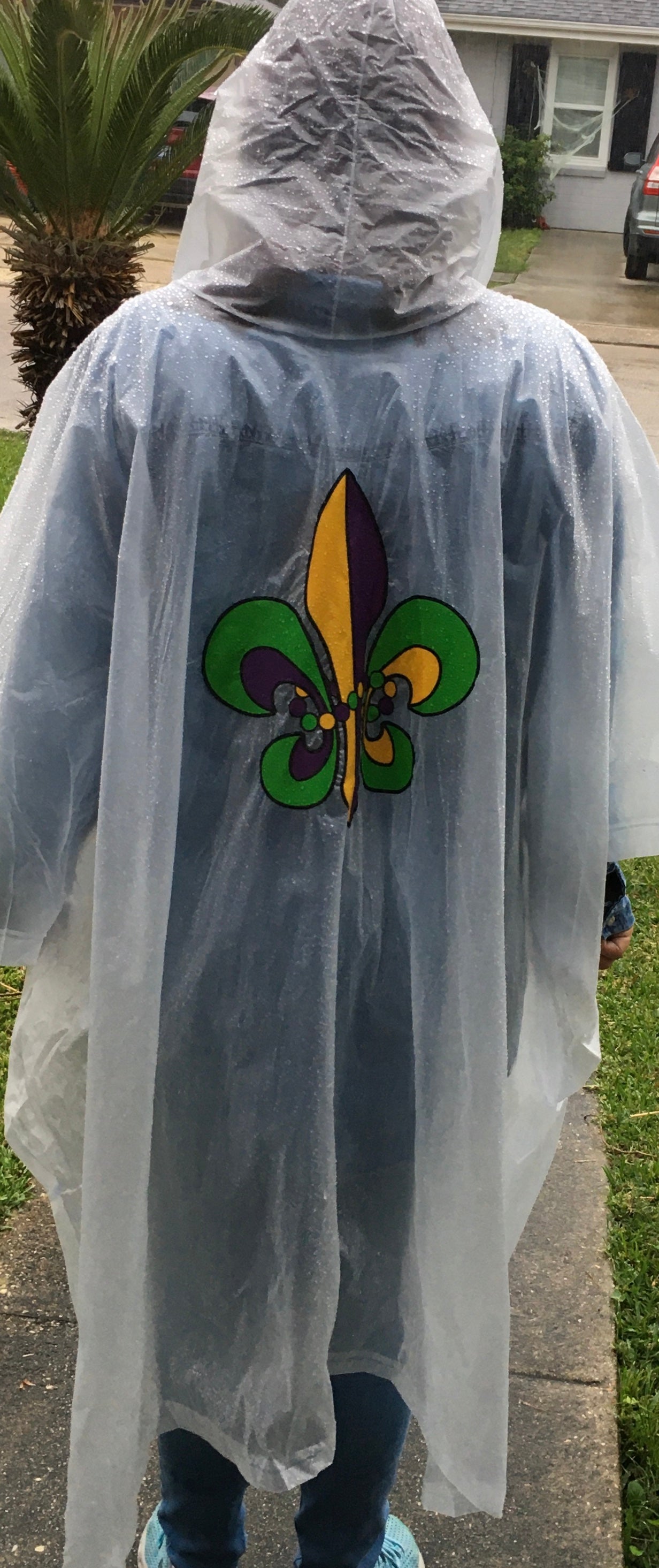 Mardi Gras Fleur de Lis Rain Poncho