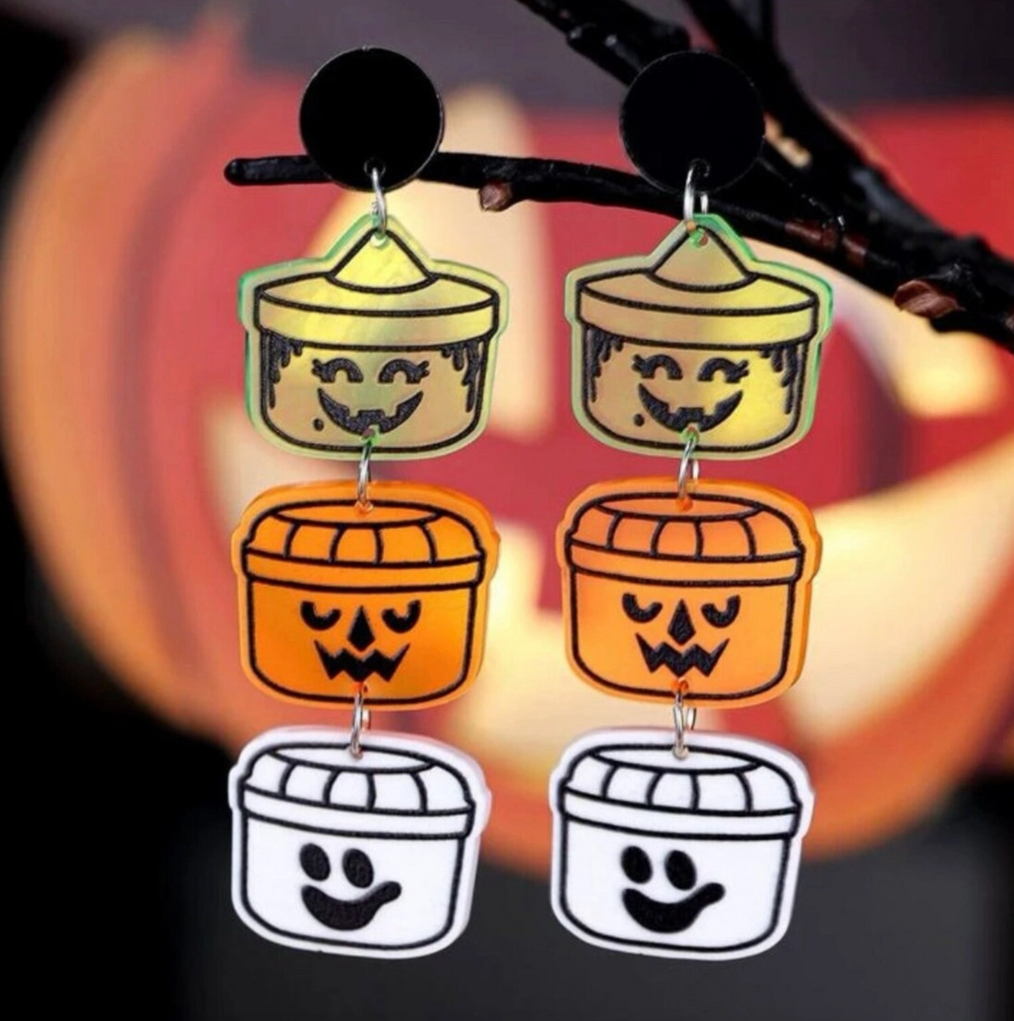 Halloween Retro Bucket Dangle Earrings