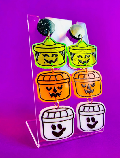 Halloween Retro Bucket Dangle Earrings