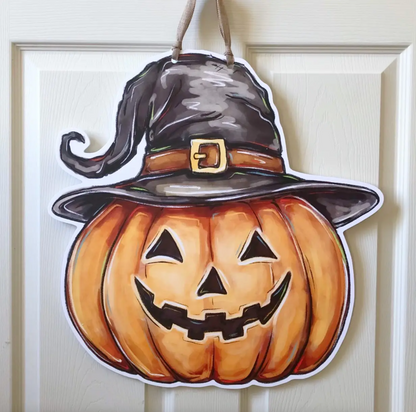 Witch Hat Jack-O-Lantern Door Hanger