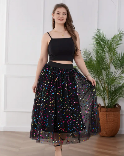 Vibrant Polka Dot Tulle Skirt