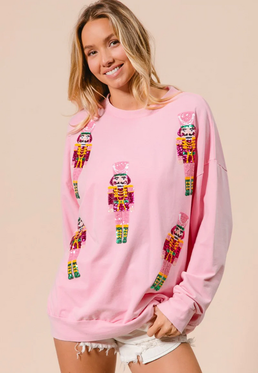 Sequin Nutcracker Pullover