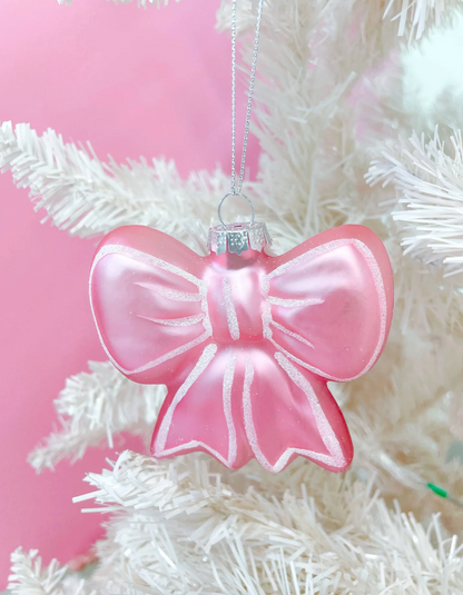 Pink Glitter Bow Ornament