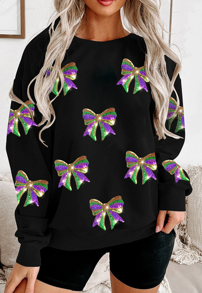 Mardi Gras Sequin Bows Sweatshirt