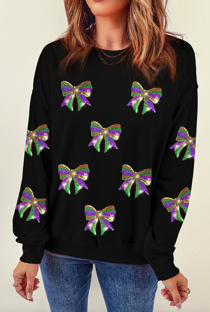 Mardi Gras Sequin Bows Sweatshirt