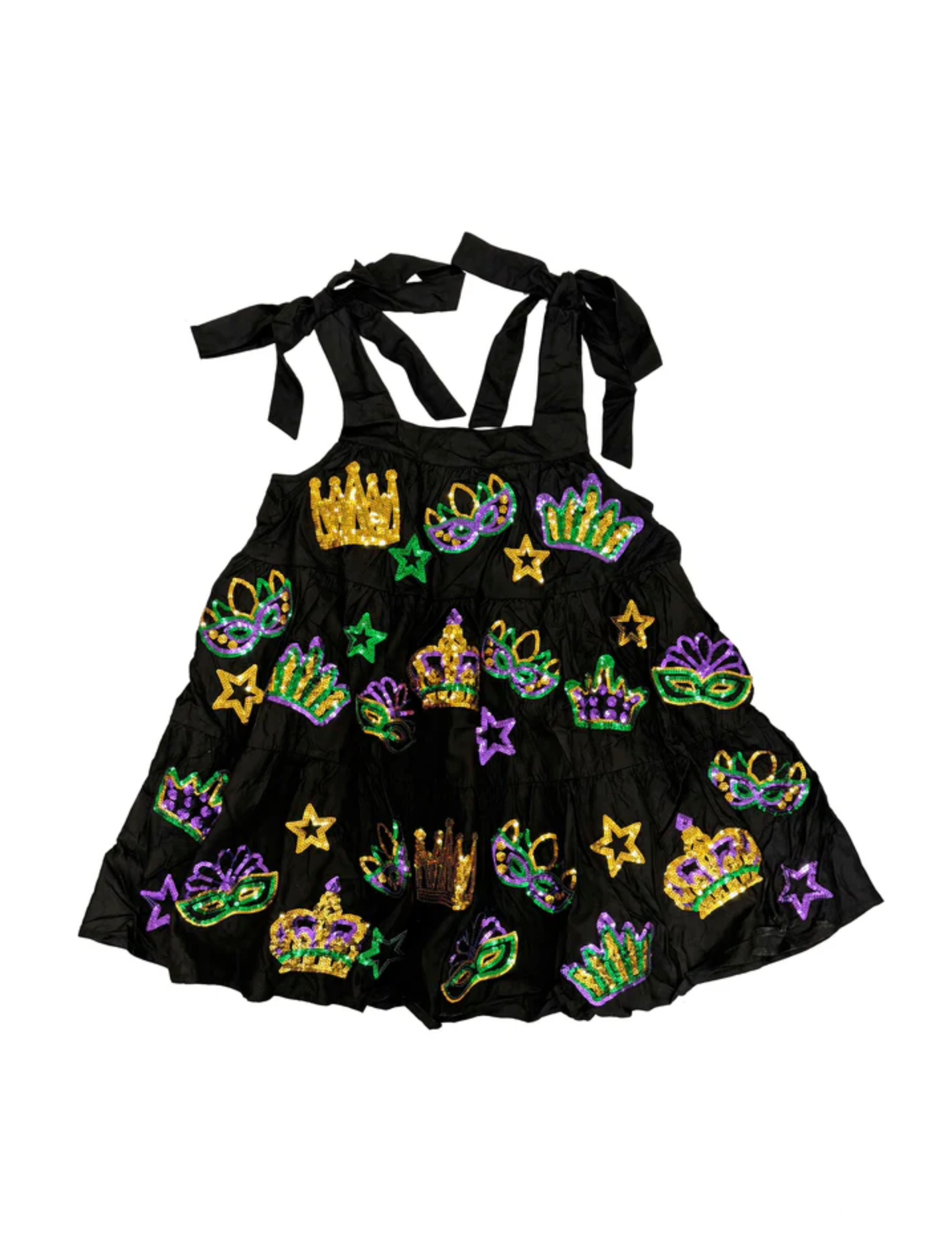 Black Mardi Gras Sequin Icons Dress, Kids – Fleurty Girl