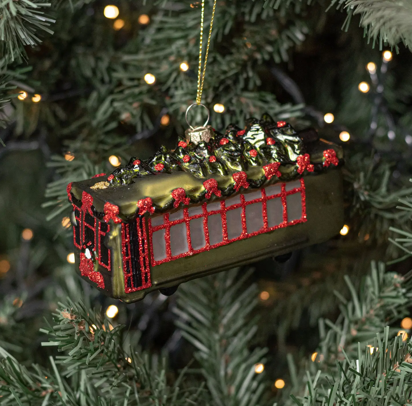 Glass Streetcar Ornament