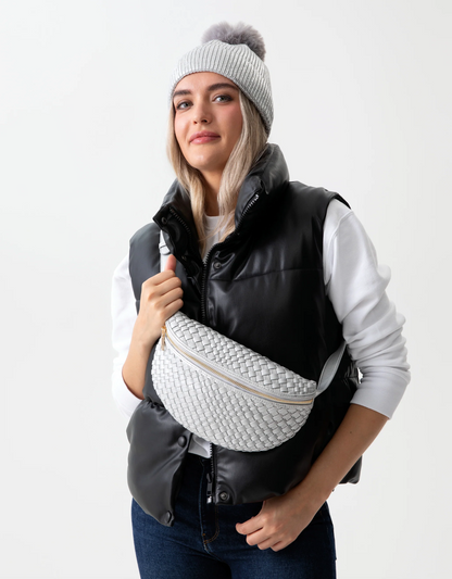 Woven Sling Bag, Silver