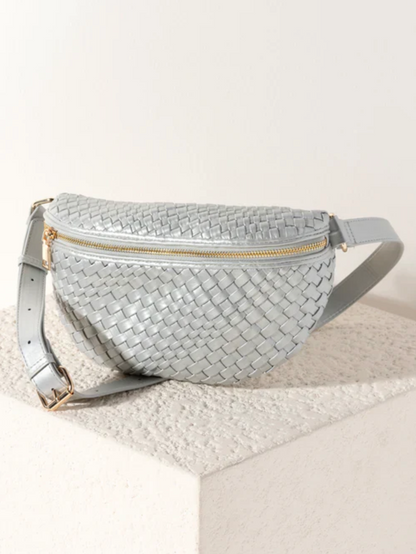 Woven Sling Bag, Silver