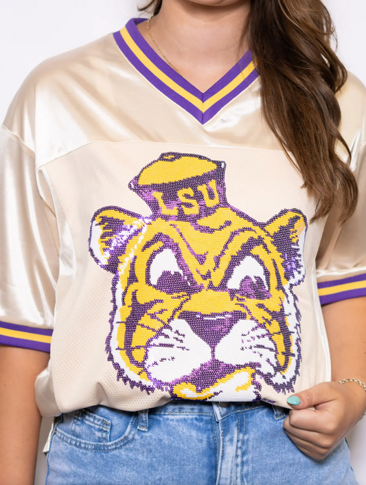 Vintage Geaux Mike Sequin Football Jersey
