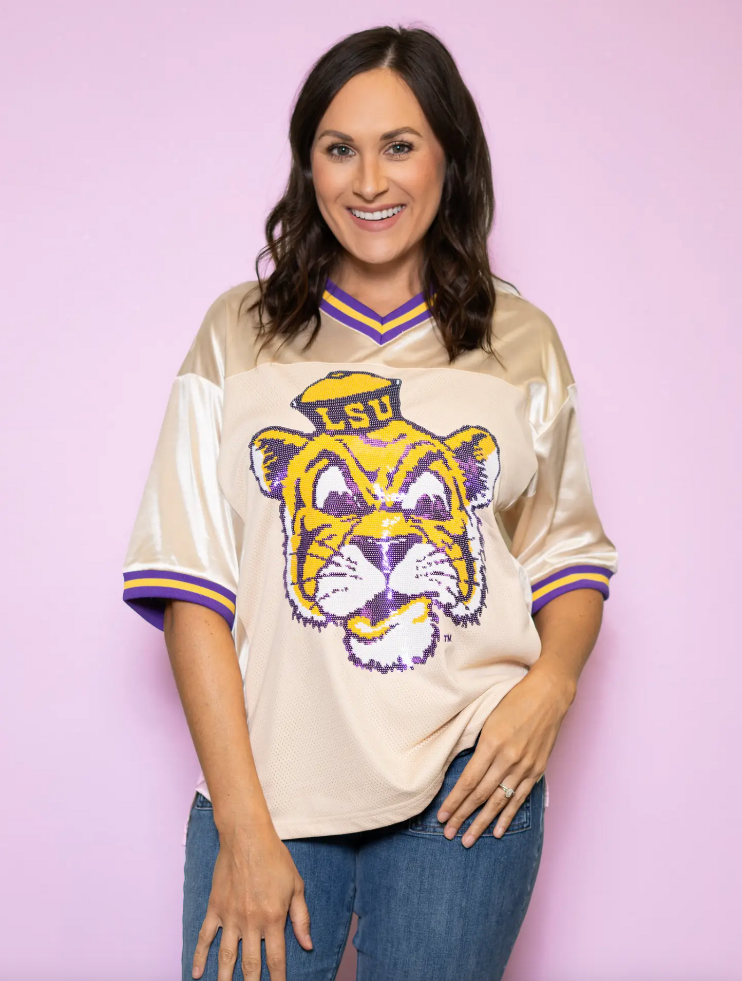 Vintage Geaux Mike Sequin Football Jersey