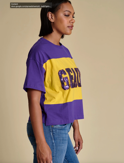 Geaux Sequin Color Block Top