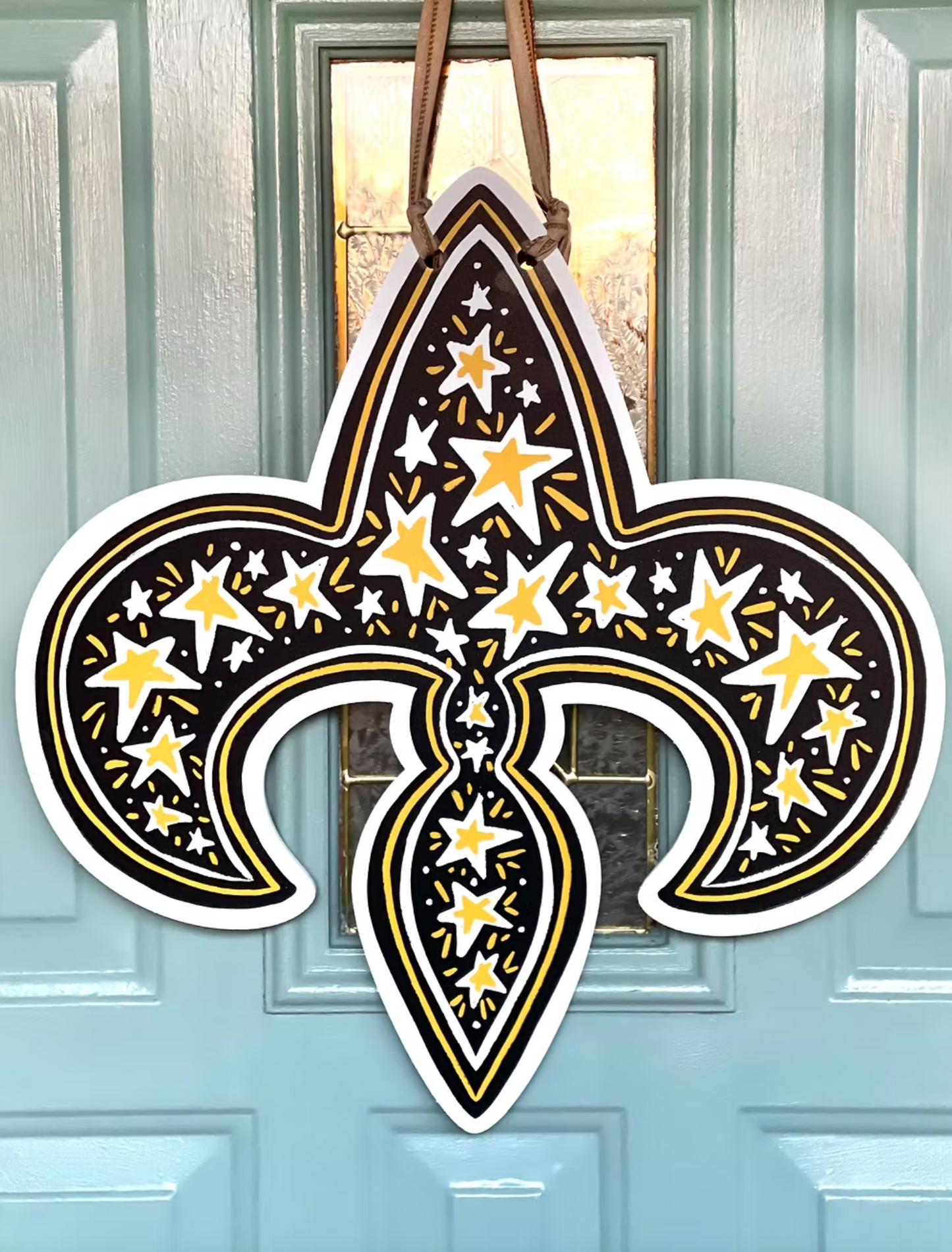 Black & Gold Fleur de Lis Star Door Hanger