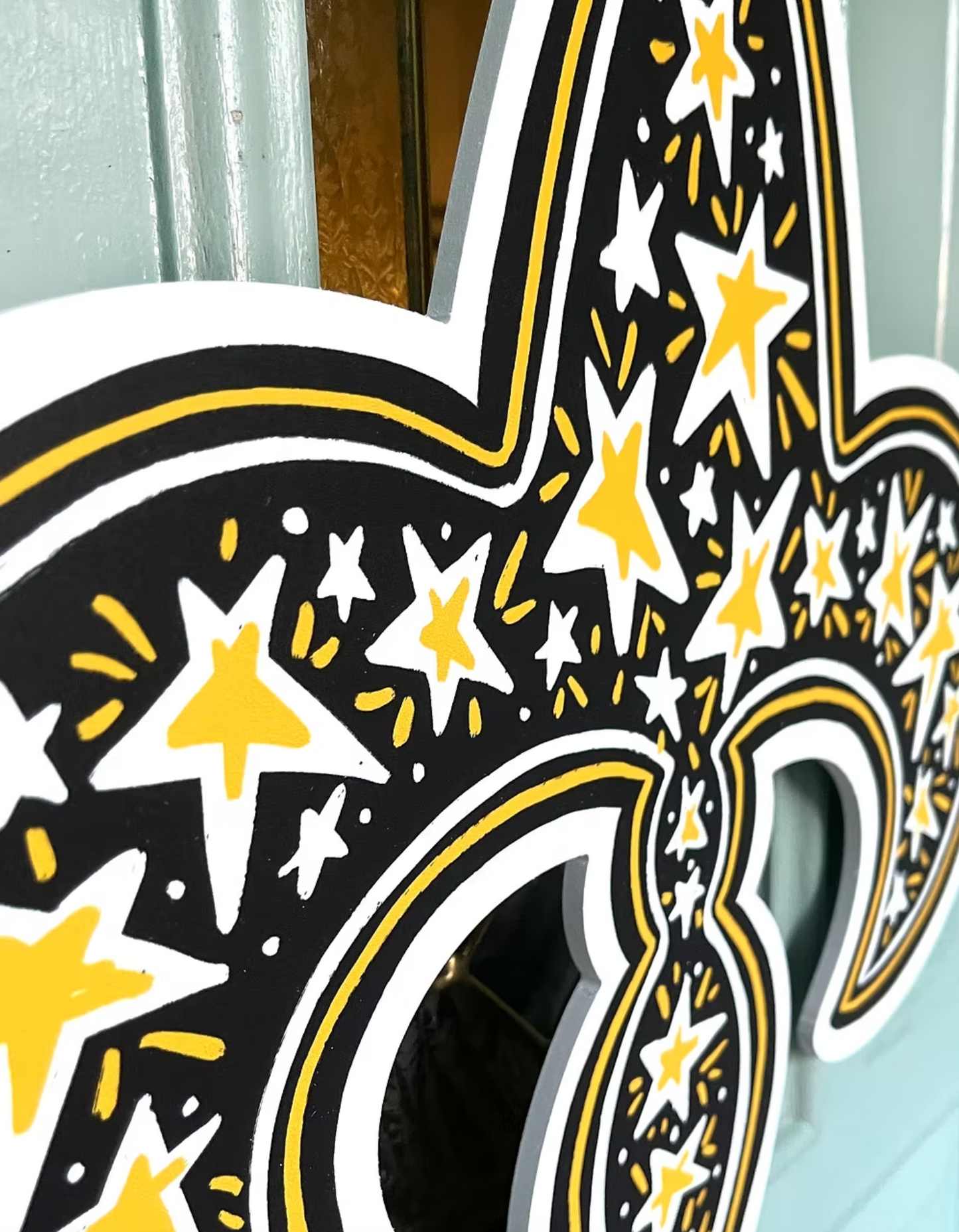 Black & Gold Fleur de Lis Star Door Hanger