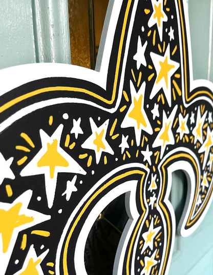 Black & Gold Fleur de Lis Star Door Hanger