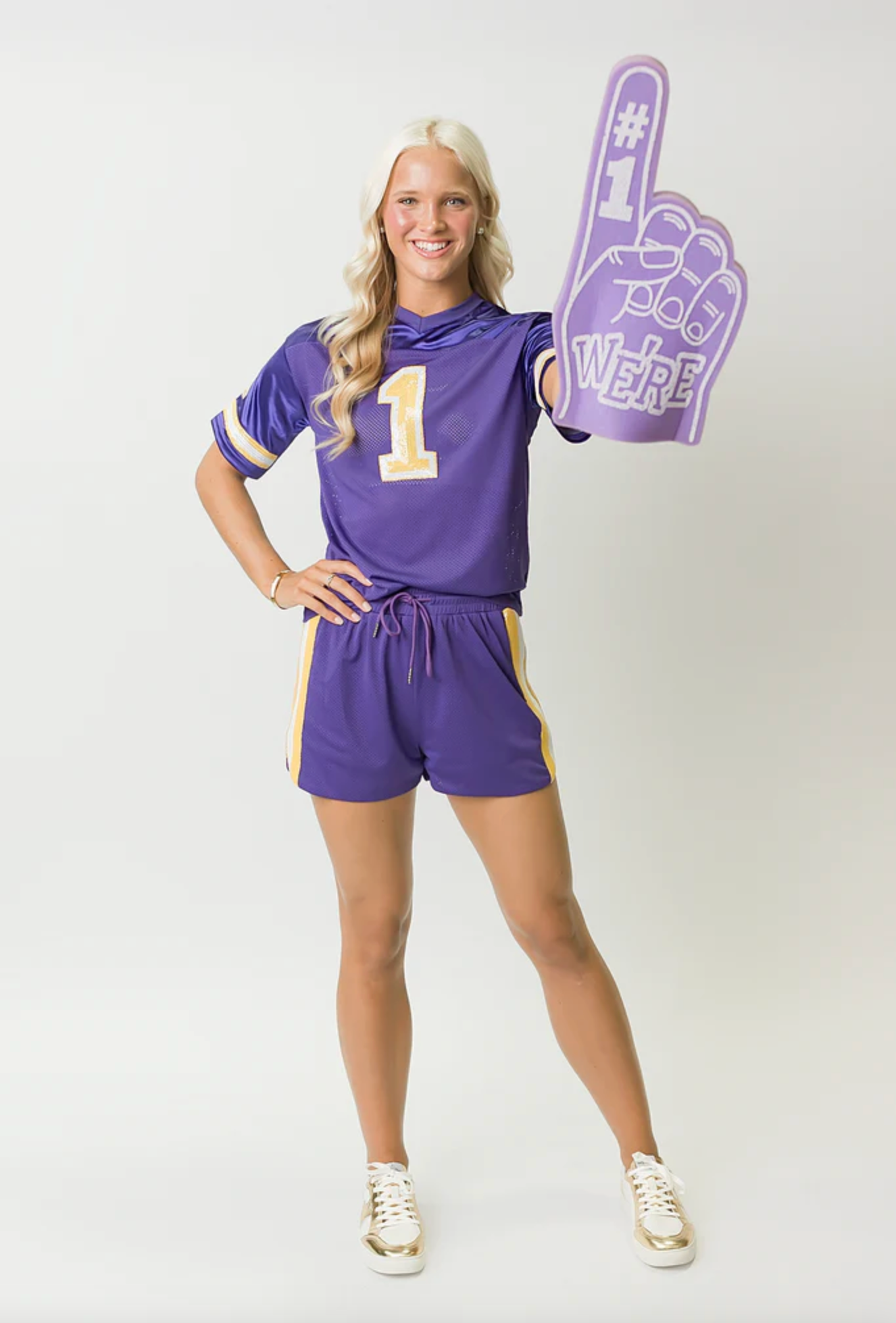Sequin Crop Jersey, Purple & Gold