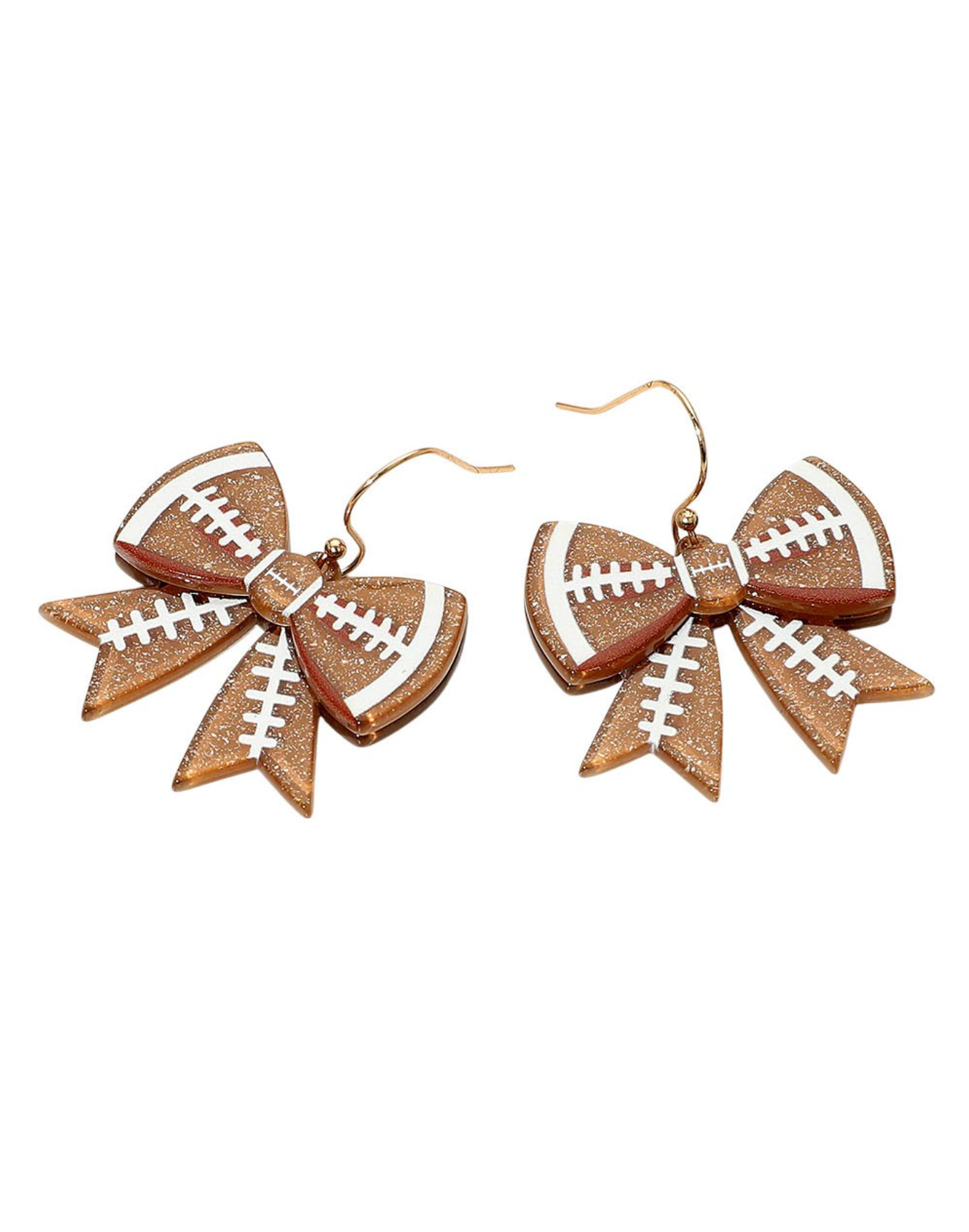 Acrylic Football Bow Dangle Earrings