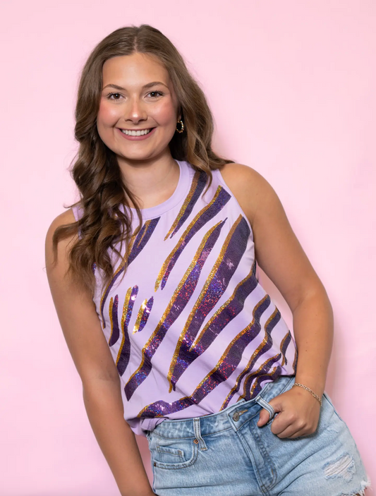 Sequin Tiger Stripe Tank Top