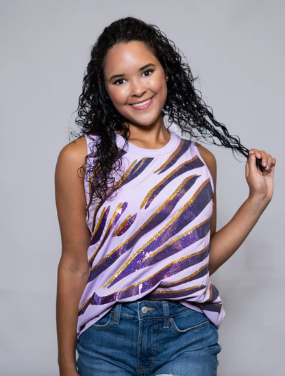 Sequin Tiger Stripe Tank Top