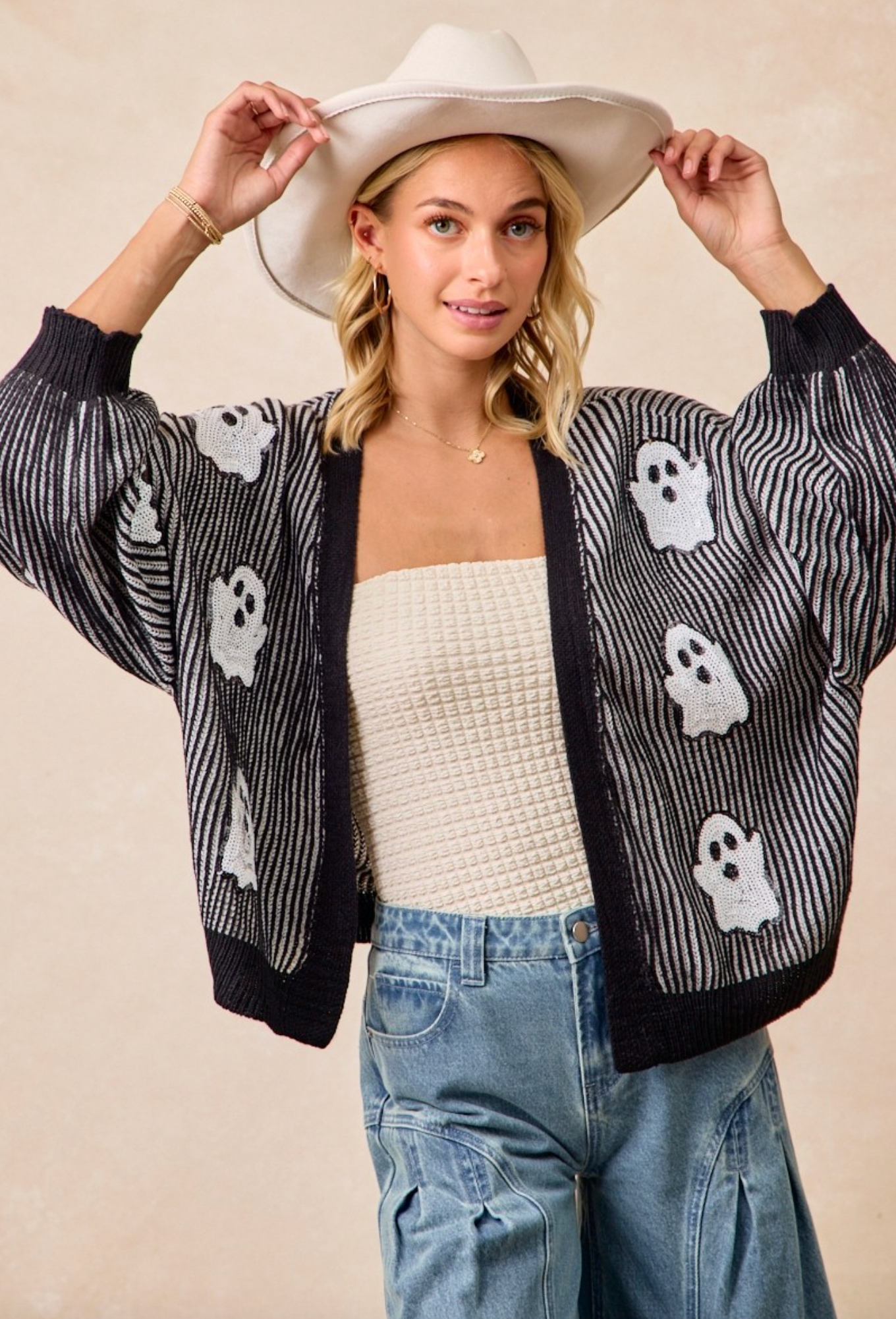 Ghost Sequin Patch Sweater