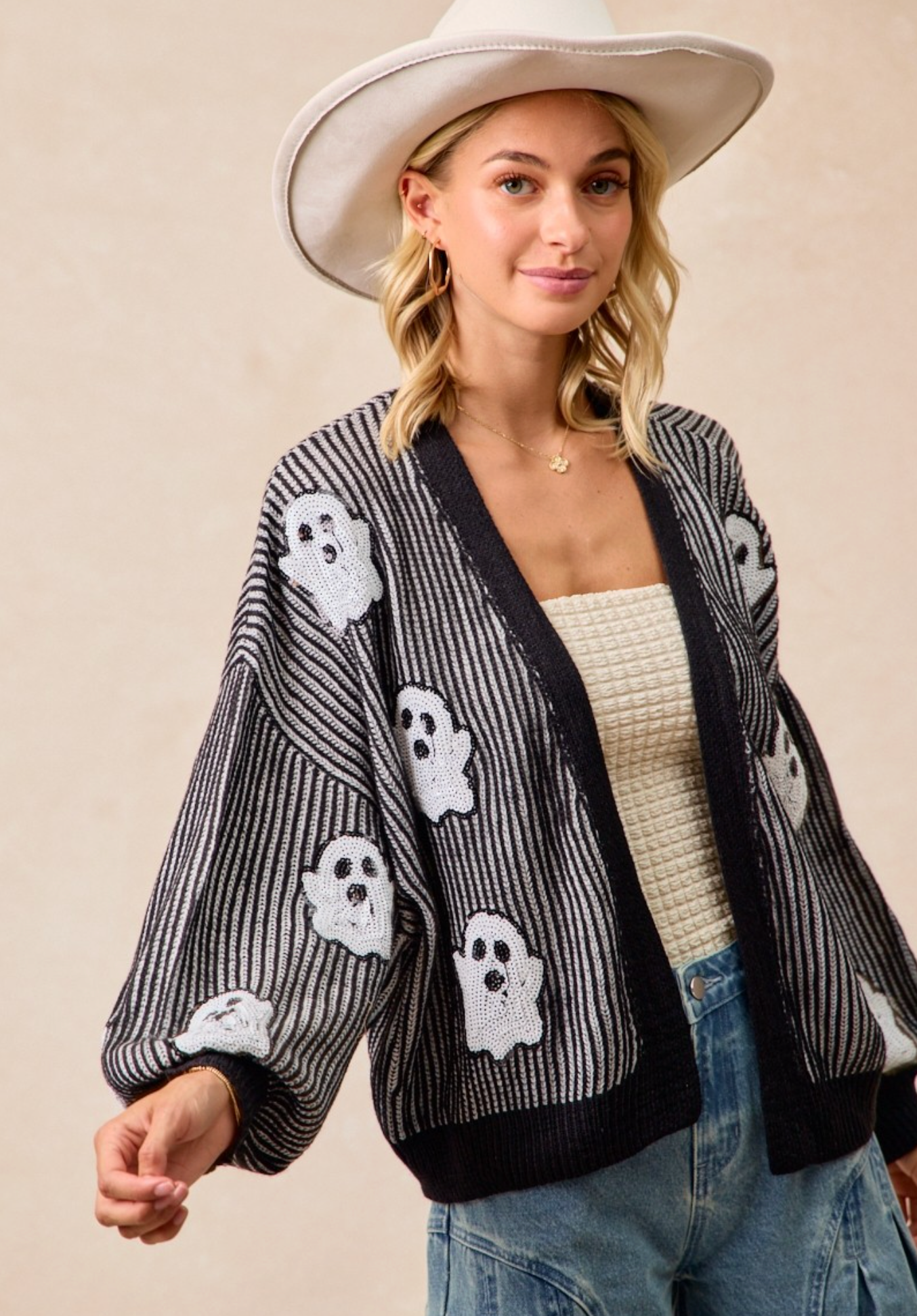 Ghost Sequin Patch Sweater