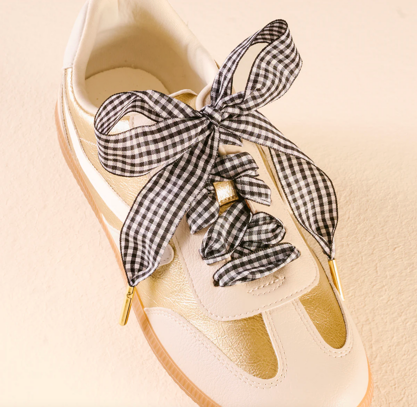 Game Day Gingham Shoelaces, Black