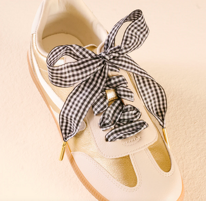Game Day Gingham Shoelaces, Black